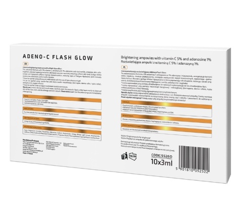 ADENO-C Flash Glow Rozświetlające ampułki do twarzy z witaminą C i adenozyną / 10x3ml